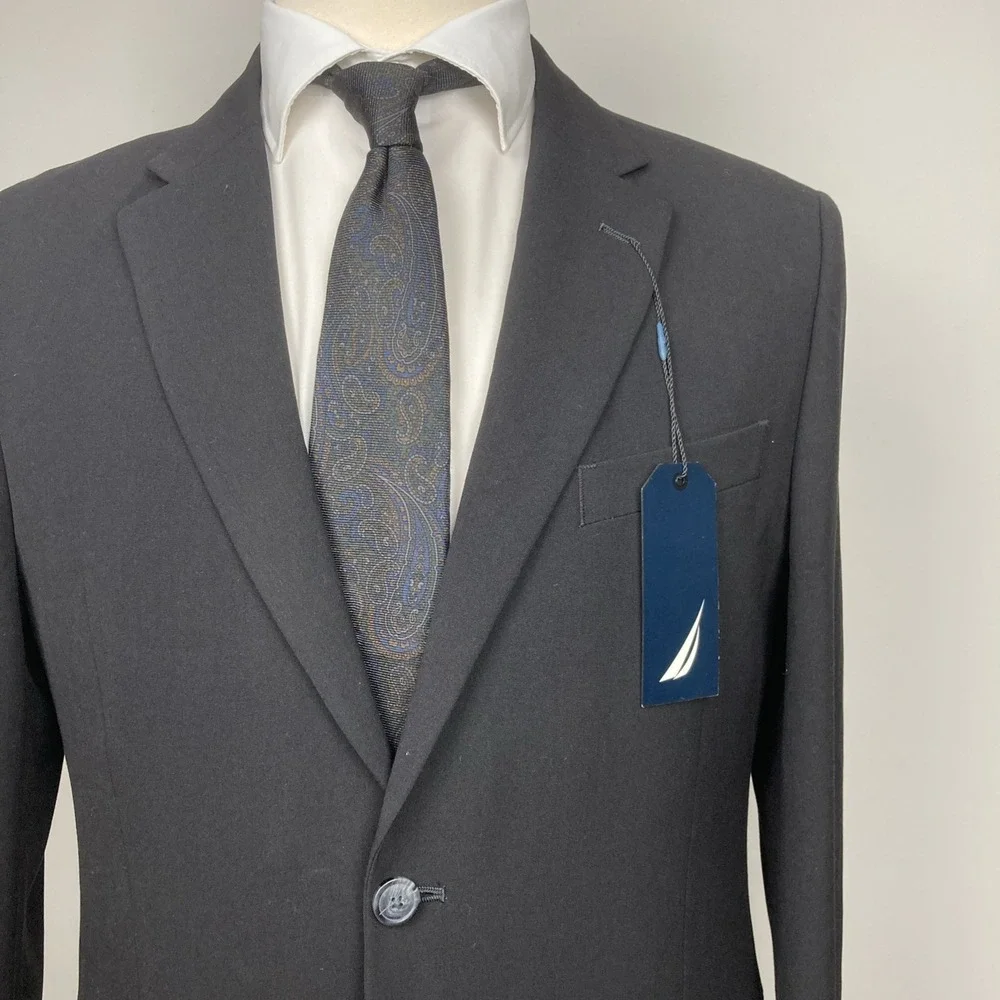 Nautica Men's Suit Blazer Jacket Size 40R Solid‎ Black E121871
